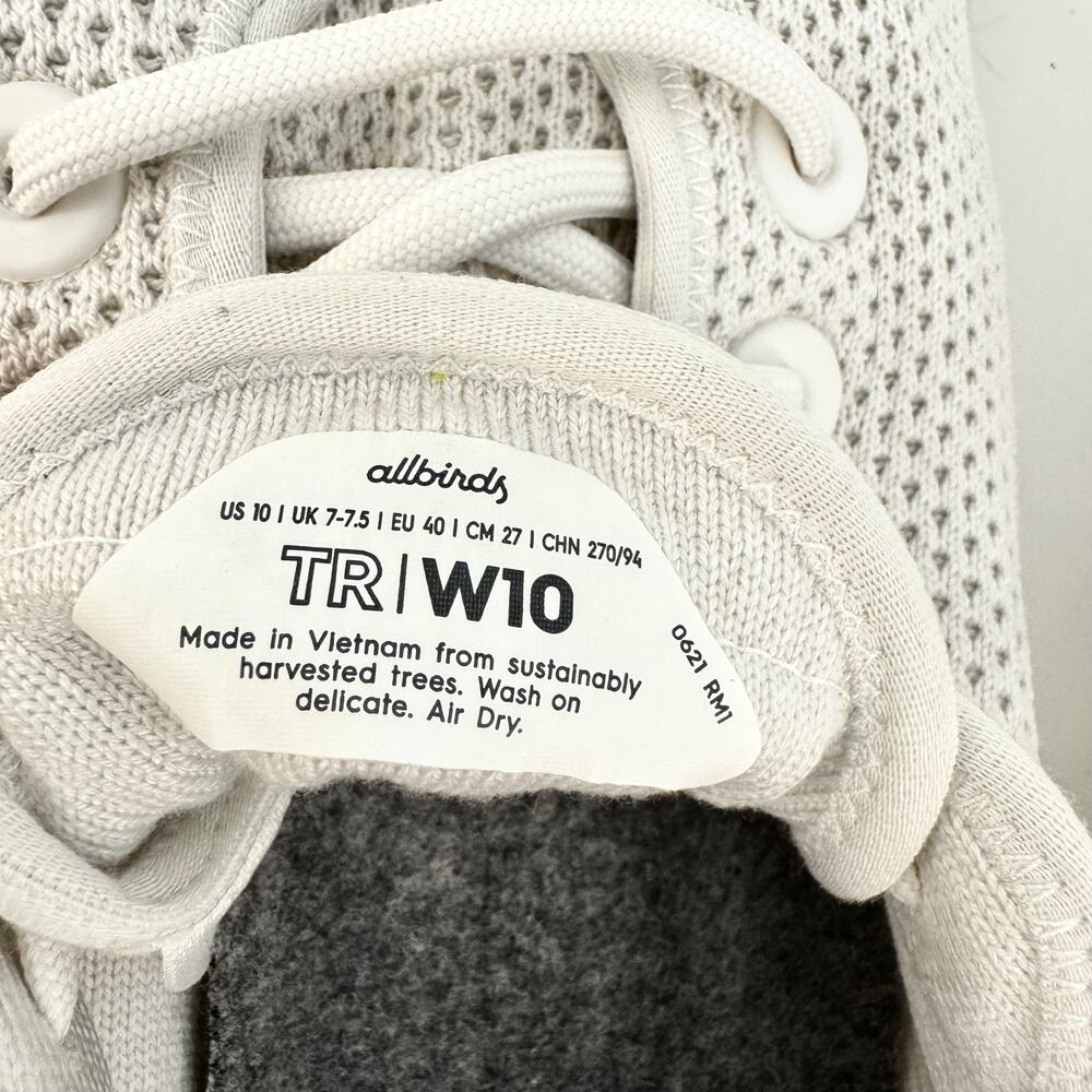 Allbirds Tree Runners Athletic Everyday Shoes Lace-Up Sneakers White Women's 10 - Picture 7 of 8